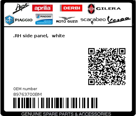 Product image: Moto Guzzi - 89763700BM - .RH side panel,  white  0