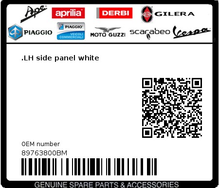 Product image: Moto Guzzi - 89763800BM - .LH side panel white  0