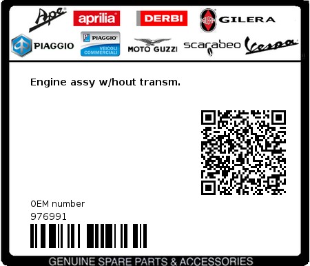 Product image: Moto Guzzi - 976991 - Engine assy w/hout transm.  0