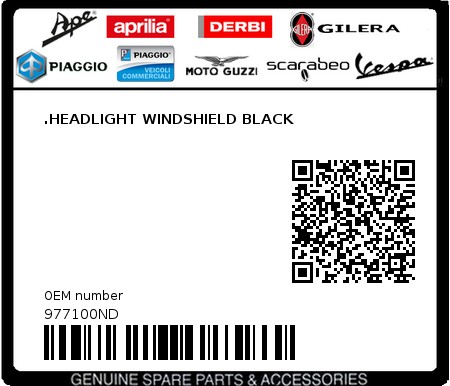 Product image: Moto Guzzi - 977100ND - .HEADLIGHT WINDSHIELD BLACK  0