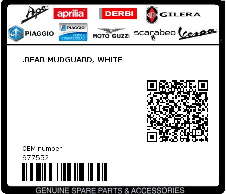 Product image: Moto Guzzi - 977552 - .REAR MUDGUARD, WHITE  0