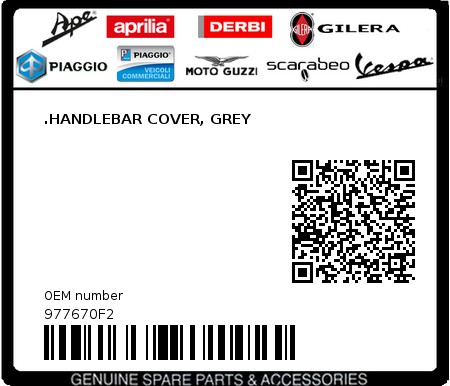 Product image: Moto Guzzi - 977670F2 - .HANDLEBAR COVER, GREY  0