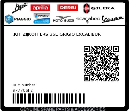 Product image: Moto Guzzi - 977706F2 - .KIT ZIJKOFFERS 36L GRIGIO EXCALIBUR  0