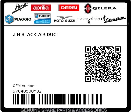 Product image: Moto Guzzi - 97840500Y02 - .LH BLACK AIR DUCT  0