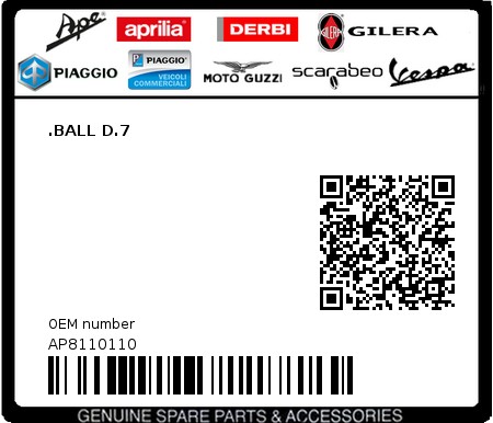 Product image: Moto Guzzi - AP8110110 - .BALL D.7  0