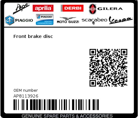 Product image: Moto Guzzi - AP8113926 - Front brake disc  0