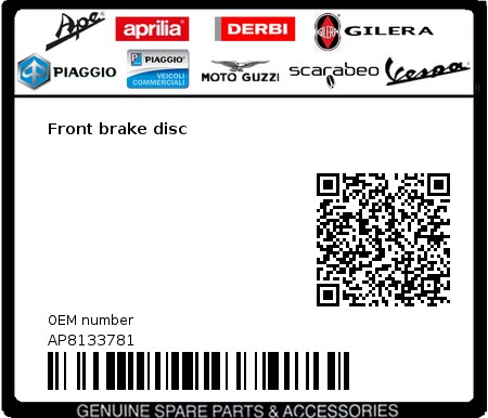 Product image: Moto Guzzi - AP8133781 - Front brake disc  0