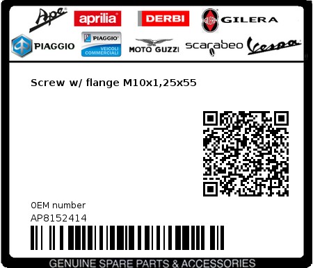 Product image: Moto Guzzi - AP8152414 - Screw w/ flange M10x1,25x55  0