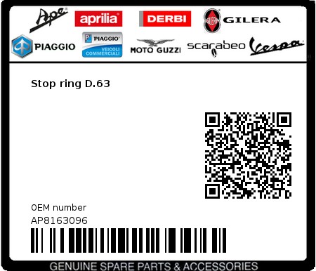 Product image: Moto Guzzi - AP8163096 - Stop ring D.63  0