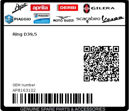 Product image: Moto Guzzi - AP8163102 - Ring D39,5  0