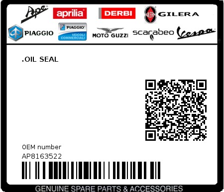 Product image: Moto Guzzi - AP8163522 - .OIL SEAL  0