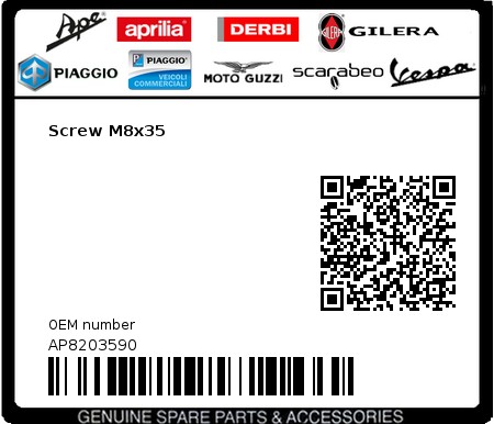 Product image: Moto Guzzi - AP8203590 - Screw M8x35  0