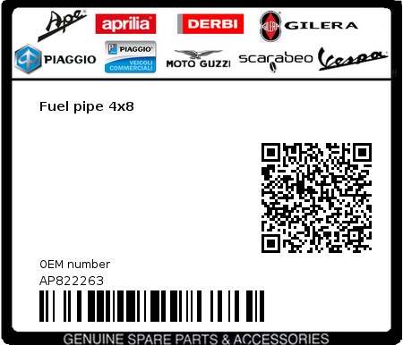 Product image: Moto Guzzi - AP822263 - Fuel pipe 4x8  0