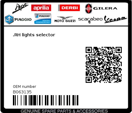 Product image: Moto Guzzi - B063135 - .RH lights selector  0