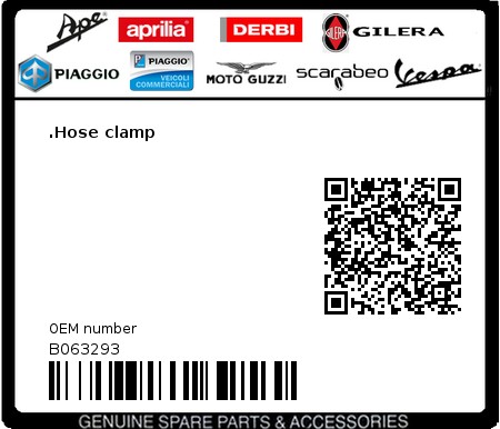 Product image: Moto Guzzi - B063293 - .Hose clamp  0
