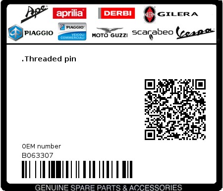 Product image: Moto Guzzi - B063307 - .Threaded pin  0