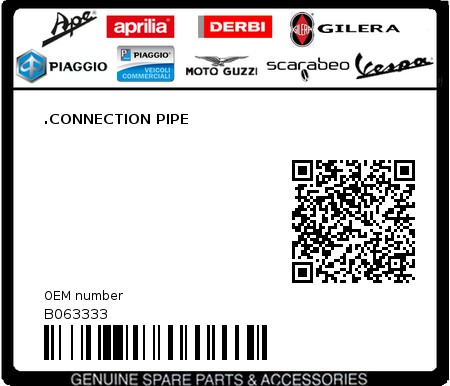 Product image: Moto Guzzi - B063333 - .CONNECTION PIPE  0