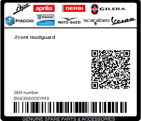 Product image: Moto Guzzi - B06366000YM3 - .Front mudguard  0