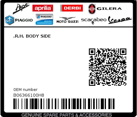 Product image: Moto Guzzi - B06366100H8 - .R.H. BODY SIDE  0