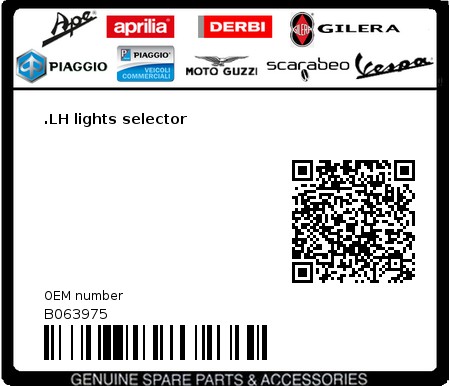 Product image: Moto Guzzi - B063975 - .LH lights selector  0