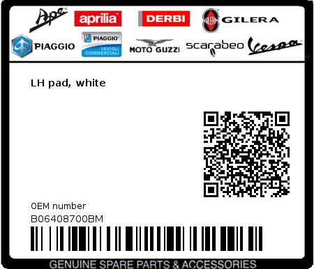 Product image: Moto Guzzi - B06408700BM - LH pad, white  0