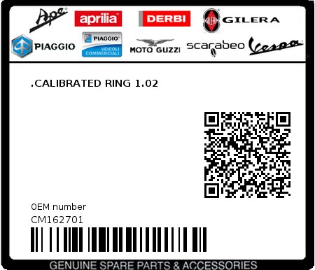 Product image: Moto Guzzi - CM162701 - .CALIBRATED RING 1.02  0
