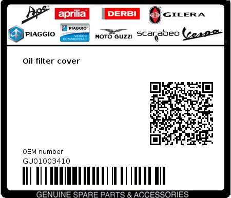 Product image: Moto Guzzi - GU01003410 - Oil filter cover  0