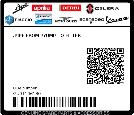 Product image: Moto Guzzi - GU01106130 - .PIPE FROM P?UMP TO FILTER  0