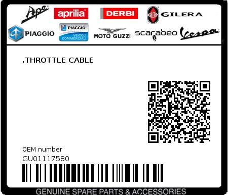Product image: Moto Guzzi - GU01117580 - .THROTTLE CABLE  0
