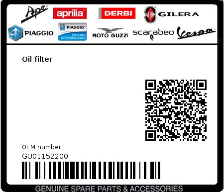 Product image: Moto Guzzi - GU01152200 - Oil filter  0