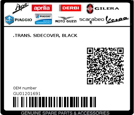 Product image: Moto Guzzi - GU01201691 - .TRANS. SIDECOVER, BLACK  0