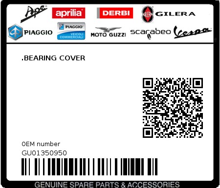 Product image: Moto Guzzi - GU01350950 - .BEARING COVER  0