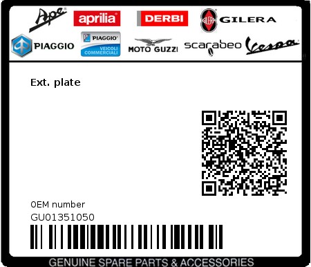 Product image: Moto Guzzi - GU01351050 - Ext. plate  0