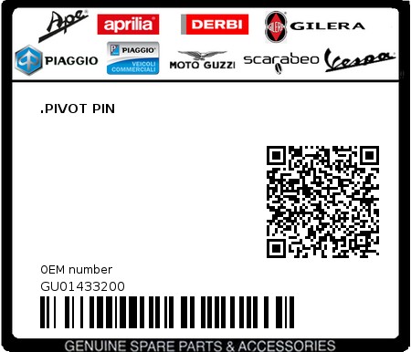 Product image: Moto Guzzi - GU01433200 - .PIVOT PIN  0