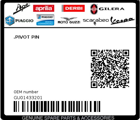 Product image: Moto Guzzi - GU01433201 - .PIVOT PIN  0