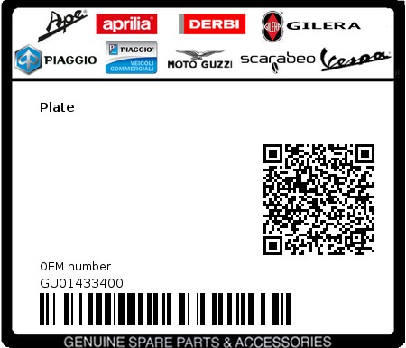 Product image: Moto Guzzi - GU01433400 - Plate  0