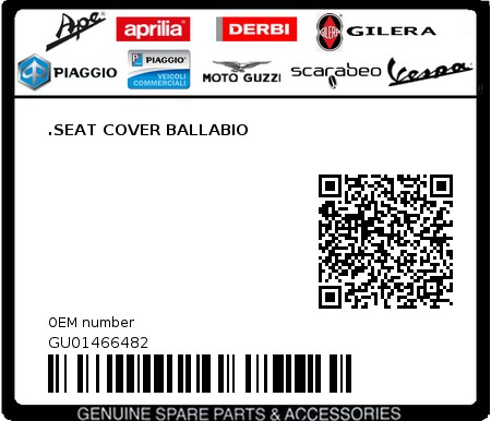 Product image: Moto Guzzi - GU01466482 - .SEAT COVER BALLABIO  0