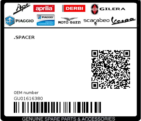 Product image: Moto Guzzi - GU01616380 - .SPACER  0