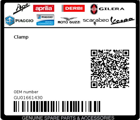 Product image: Moto Guzzi - GU01661430 - Clamp  0