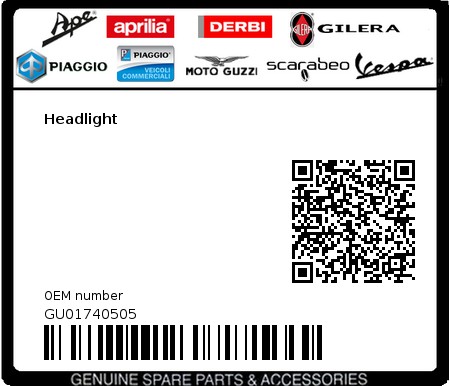 Product image: Moto Guzzi - GU01740505 - Headlight  0