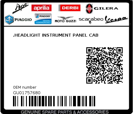 Product image: Moto Guzzi - GU01757680 - .HEADLIGHT INSTRUMENT PANEL CAB  0