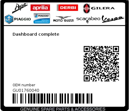 Product image: Moto Guzzi - GU01760040 - Dashboard complete  0