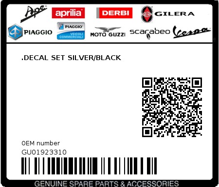 Product image: Moto Guzzi - GU01923310 - .DECAL SET SILVER/BLACK  0