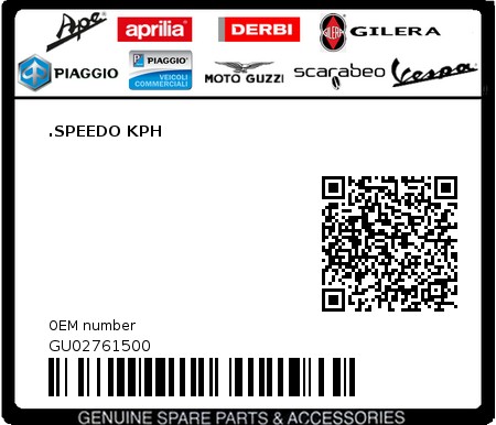 Product image: Moto Guzzi - GU02761500 - .SPEEDO KPH  0