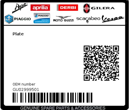 Product image: Moto Guzzi - GU02999501 - Plate  0