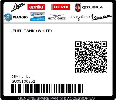 Product image: Moto Guzzi - GU03100252 - .FUEL TANK (WHITE)  0