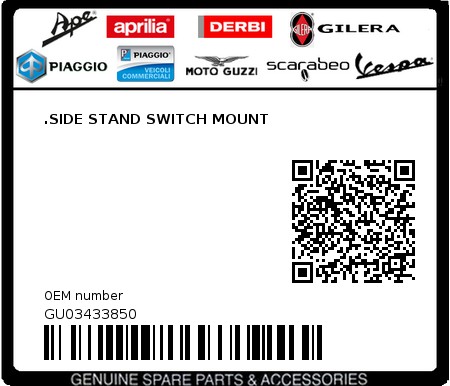 Product image: Moto Guzzi - GU03433850 - .SIDE STAND SWITCH MOUNT  0