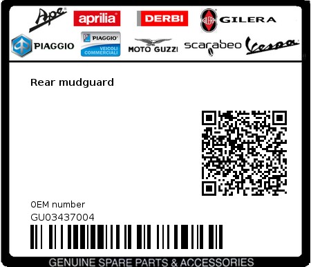 Product image: Moto Guzzi - GU03437004 - Rear mudguard  0