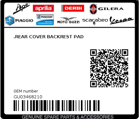 Product image: Moto Guzzi - GU03468210 - .REAR COVER BACKREST PAD  0