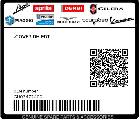 Product image: Moto Guzzi - GU03472400 - .COVER RH FRT  0